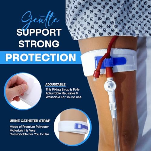 3 Pack Foley Catheter Leg Strap – Adjustable Urinary Drainage Tube Holder with Anti-Slip Silicone Grip – Comfortable, Reusable Stabilizer for Catheter Securement (23” x 2”)