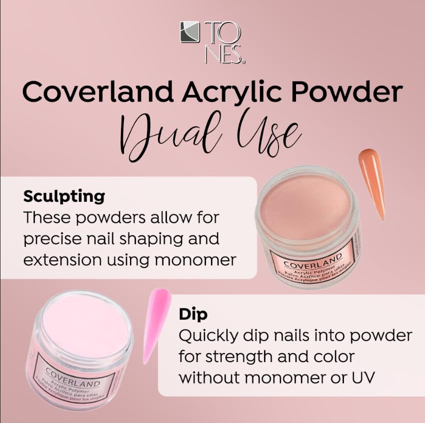 Tones Coverland Acrylic Nail Powder "Girls Trip" - Limited Edition Acrylic Powder for Nail Design, Sculpting, and Masking Nail Bed Imperfections - Professional Acrylic Nail Supplies - (1.5 Oz)