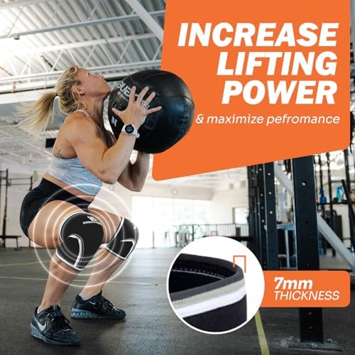 ProFitness Lifting Knee Sleeves Men & Women - High-Performance Knee Sleeves for Men & weight lifting belt for men Women Weightlifting (Black/Black, Large)