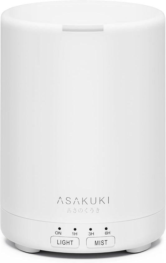 ASAKUKI Essential Oil Diffuser for Home, 300 ml Humidifier with Automatic Shut-Off, Quiet Aromatherapy Diffuser with 7 LED Lights for Living Room, Kitchen, Bedroom, Hotel - Pure White
