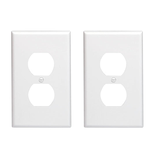 Outlet Covers Wall Plates -Duplex Outlet Covers, 1-Gang Standard Size Wall Plate for Outlets, Duplex Receptacle Wall Plate,Unbreakable Polycarbonate Thermoplastic,UL Listed (2-Pack,White)