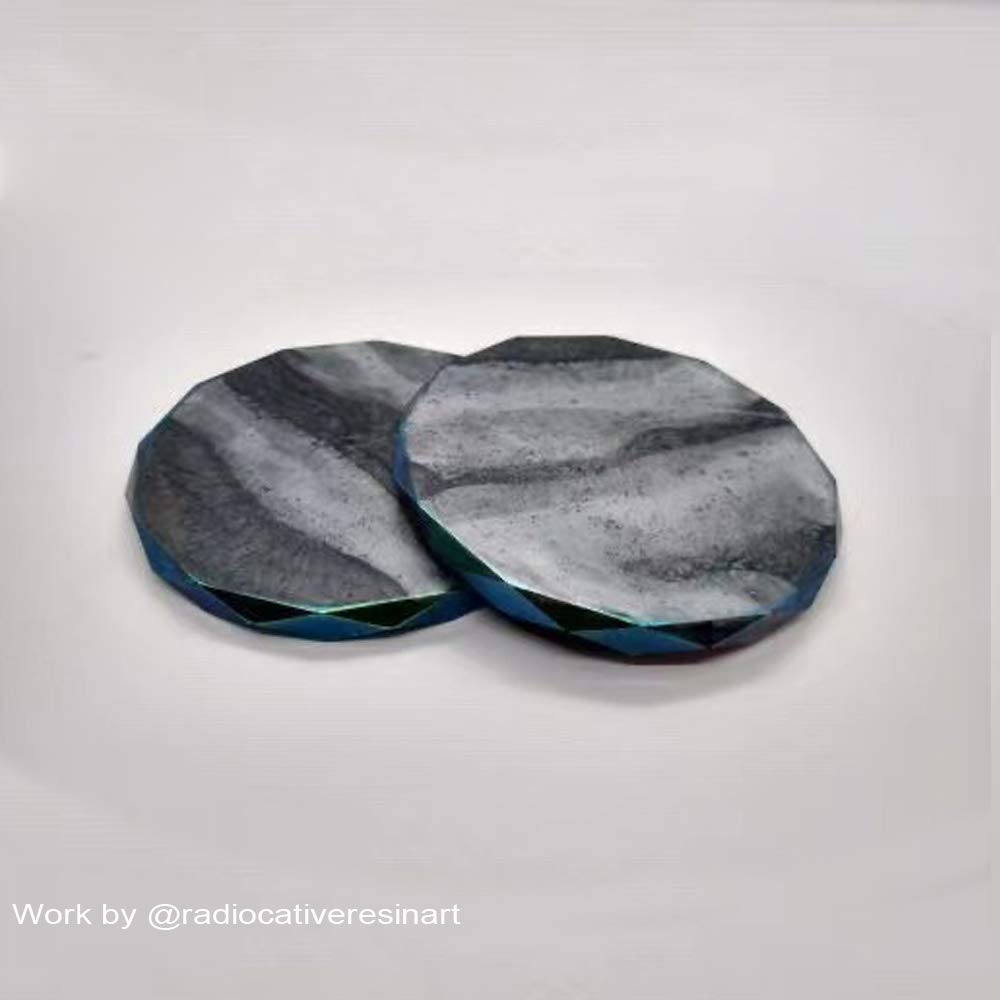 ResinWorld 4 Pack Coaster Molds - Diamond Edge Crystal & Round Geode Silicone Molds for Epoxy Resin Casting