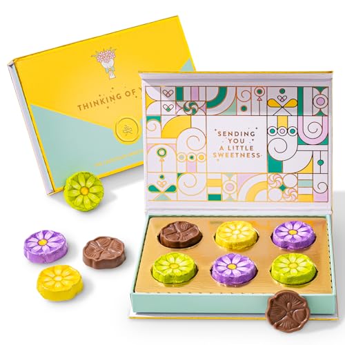 Get Well Soon Chocolate Gift Card Box | Gourmet Chocolate Gift Basket Alternative | Edible Greeting Card Care Package for Recovery, Sympathy, Thinking of You | Gift for Men, Women, Coworkers | 9 Individually Wrapped Chocolates | Bonnie and Pop