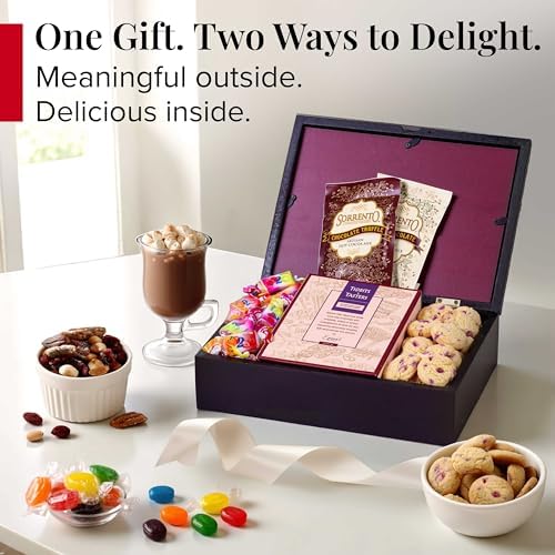 Photo Gift Box with Lid, Gifts Gourmet Food - Teas, Cocoas, Cookies, Snacks & Sweets Care Package for Women, Men, Holiday, Families, Memory Box for Thinking of You, Get Well, Anniversary, Thank You