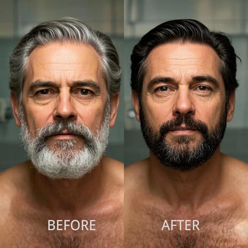 Black Beard Dye Shampoo for Men 5 Minute Gray Coverage with Argan & Coconut Oil, No-Mess Formula, Lasts 5 Weeks, 200ML (Beard & Mustache)