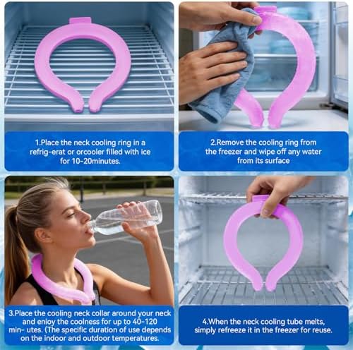 Neck Cooling Tube - Reusable Ice Neck Cooler, Wearable Cooling Neck Wrap for Personal Cooling Relief, PCM Cooling Device for Hot Flashes, Summer Heat, Outdoor Sports, Work & Travel(Rose)