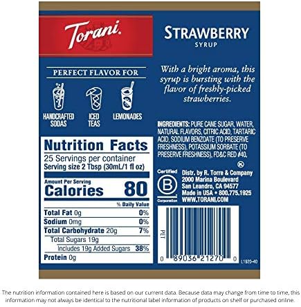 Torani Strawberry Flavored Drink Syrup, 25.4 fl oz (Pack of 4)