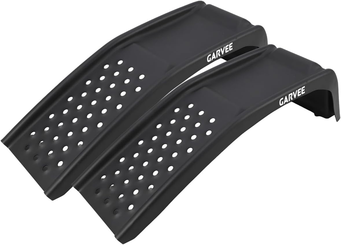 Garvee 8 in Lift Solid Steel Car Ramp 8000 LBS Capacity, 2000 LBS Per Ramps, Heavy Duty Truck Ramps for Car Repair or Vehicle Maintenance, 2 Pack Car Ramps, Black