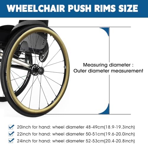 1 Pair 20/22/24 inch Wheelchair Push Rim Covers, Non-Slip Wear-Resistant Hand Push Protective Cover, Silicone Wheelchair Handrim Covers, Rear Wheel Grips Cover,Copper,22inch