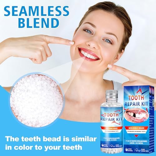 Tooth Repair Kit, Moldable False Teeth Beads, DIY Temporary Tooth Replacement Kit, Suitable for Missing, Broken and Chipped, Tooth Repair Beads Make You Smile Confidently-1PCS