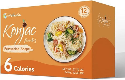 Hethstia Shirataki Noodle, 12 Packs Konjac Fettuccine Low-Carb Pasta Gluten Free, Low Calorie, Vegan, Sugar Free, Keto, Ready to Eat, Healthy Diet, Holiday Gifts