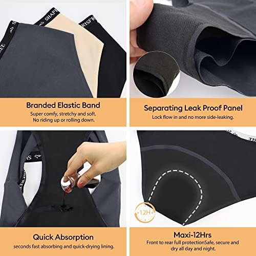 Incontinence Underwear for Women Leakproof 2.0 High Absorbency Period Panties Ladies Leakproof Menstrual Bladder Control Washable Cotton Briefs Multipack