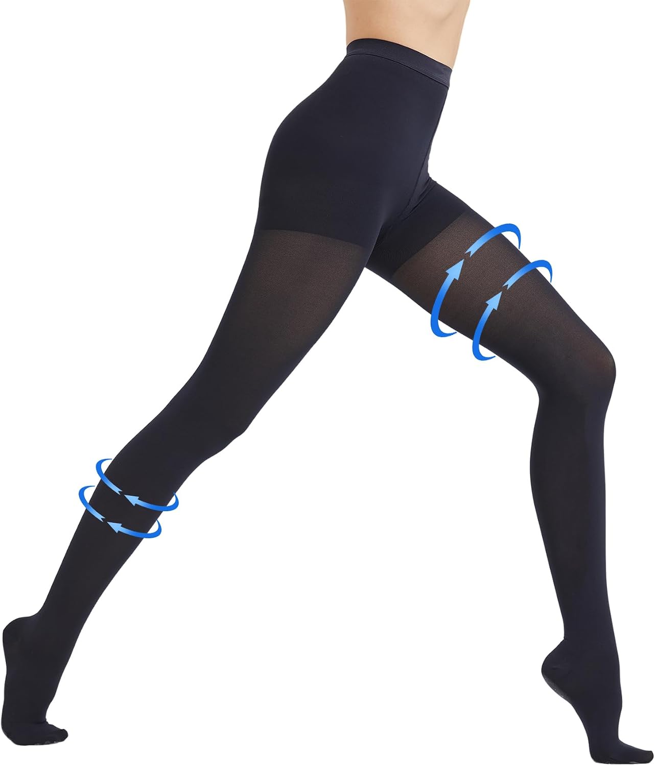 AMZAM® Medical Compression Pantyhose for Women & Men, Closed Toe 15-20 mmHg Graduated Compression Stockings Waist High Support Leggings, Support Hose for Varicose Veins, Post Surgery, Navy Blue L