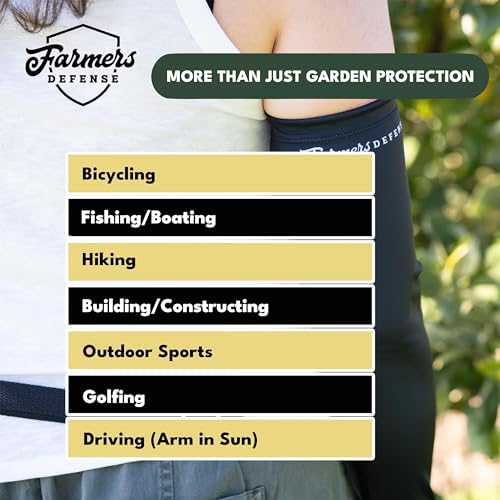 FARMER'S DEFENSE Gardening Arm Sleeves|UV Cooling Protective Sleeve Women & Men|Anti-Scratch Cover Sun UPF Outdoor Protection - Mushroom Foragers - Gray - XXL