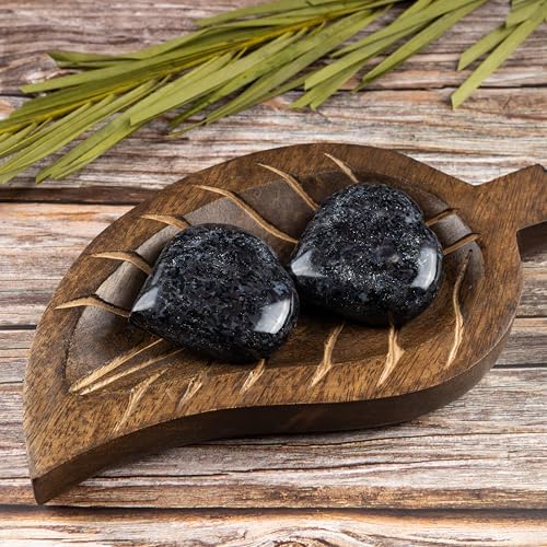 Indigo Gabbro Heart Palm Stone, Heart Shaped Crystals and Healing Stones- Pocket Worry Stone for Anxiety and Stress Relief - Healing Crystals for Meditation, Reiki, Spiritual and Crystal Gifts