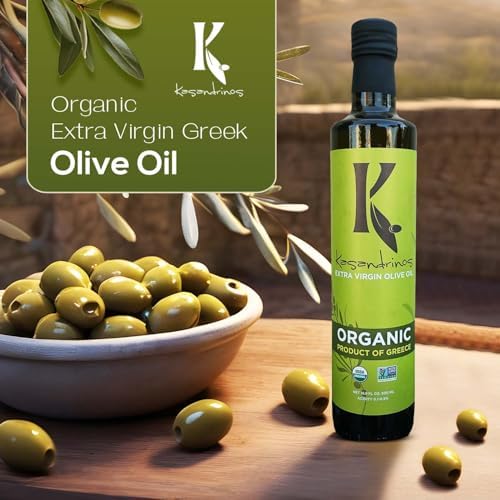 Kasandrinos Organic Olive Oil Extra Virgin, Polyphenol Rich Greek Olive Oil, 100% Organic First Cold Pressed, Mild + Delicate Flavor, Verified by Non GMO, 500 ml / 16.9 oz