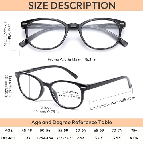 EFE Reading Glasses 5 Pack - Full Rim Eyeglasses with Flexible Spring Hinge, Comfort Readers for Women Men (Mix Color, 3.0)