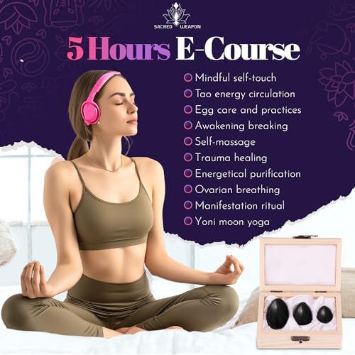Sacred Weapon GIA Certified Black Obsidian Egg Set of 3 — Kegel Weights for Women | Pelvic Floor Exerciser | Menopause, Postpartum & Prolapse Support | Drilled with String & Guide