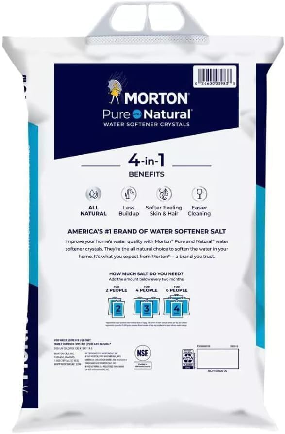 Salt-E Pure & Natural Water Softener Salt Crystals, 40 lb Bags, 6 Pack, All-Natural Mineral Remover for Hard Water, Compatible with All Major Softener Systems