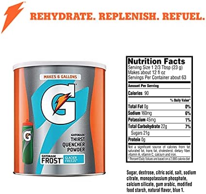 Gatorade Thirst Quencher Powder, Glacier Freeze, 51oz Powder (Pack of 3)