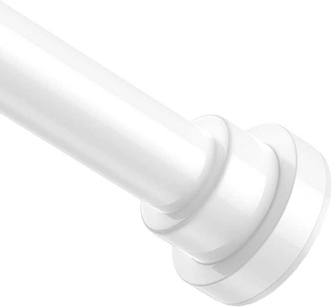 Shower Curtain Rod 31-63 Inch,0.87"Diameter Adjustable Spring Tension Curtain Rods No Drill,Ivory White Shower Tension Rod for Bathroom,Room Divider,Window,Anti-Rust Non-Slip 1-Pack