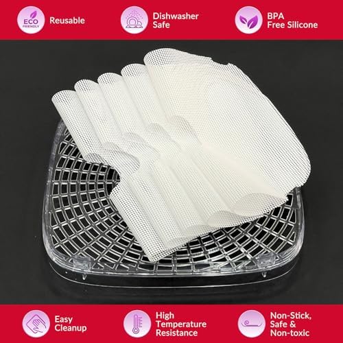 GUCUJI Silicone Dehydrator Sheets for OSTBA Food Dehydrator, Non-Stick BPA Free, Pack of 5 (Premium Reusable Food Dehydrator Mesh Mats)
