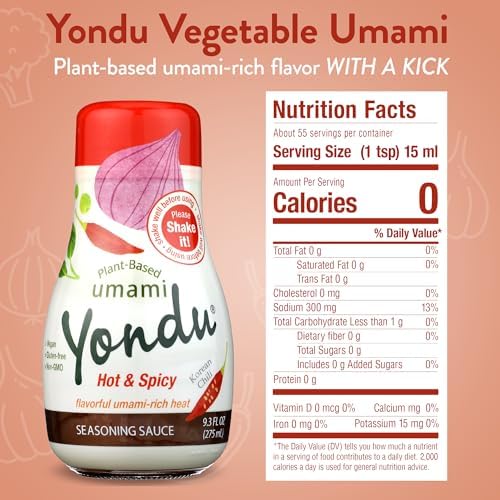 Yondu Hot & Spicy Korean Hot Sauce - Umami Vegetable Condiment, Non GMO, Gluten Free (9.3 Fl Oz)