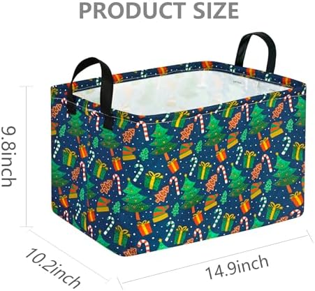 Rectangular Christmas Basket Storage Bin Collapsible Nursery Hamper Book Shelf Basket Xmas Party Box