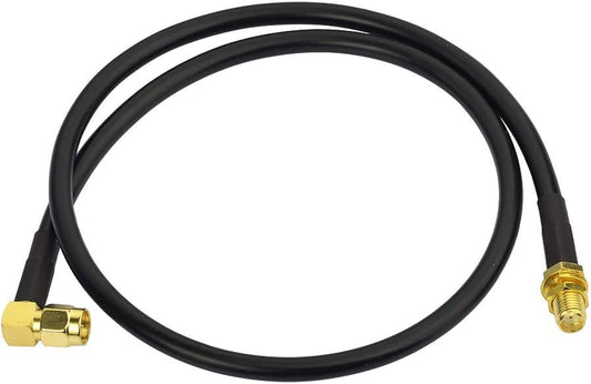 BINGFU Ham Radio Antenna Extension Cable SMA Male Right Angle to SMA Female RG58 Coaxial Cable 60cm 2 feet for BaoFeng Wouxun Icom Yaesu Vertex Standard Horizon Marine VHF Ham Radio