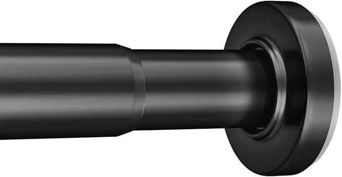 AmazerBath Spring Tension Shower Curtain Rod, 31-46.5 Inches Heavy Duty Shower Rod Rust Proof Bathroom Curtain Rod, Adjustable Shower Tension Rod No Drill Easy Segmented Installation, Black