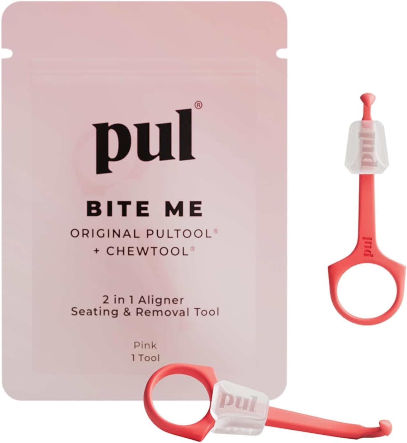 PUL 2-in-1 Aligner Removal Tool and Chewies for Invisalign Aligners, Retainers and Trays - Patented Invisalign Remover Tool for Easy Removal & Secure Fit - Pack of 2, Pink
