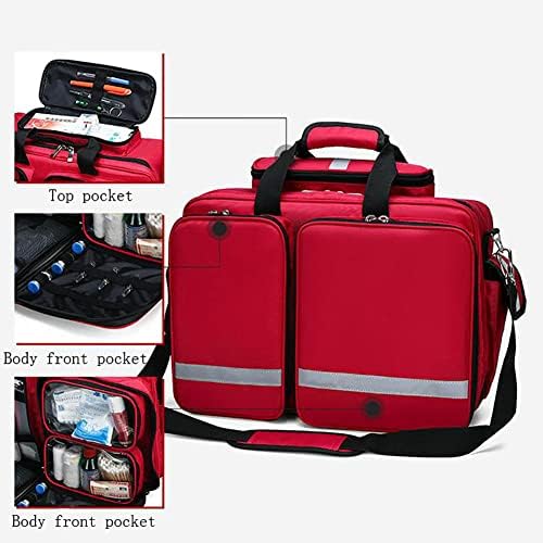 First Aid Kits Bag, Medical Supplies Bag Empty, Reflective Design at Night, Multiple Pockets Large Capacity, Waterproof, for Travel Camping Cycling Outdoor Survival First Aid