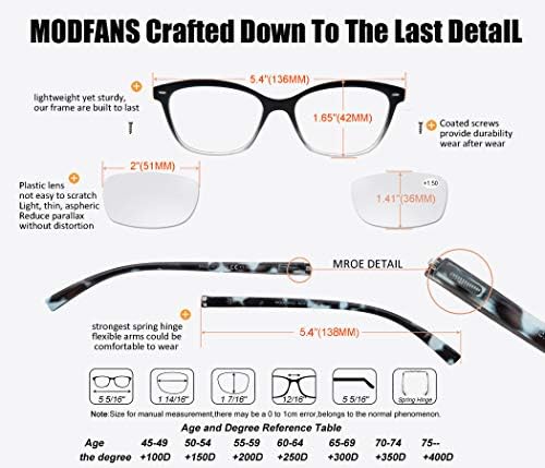 MODFANS Women Reading Glasses 2.75 4 Pair Stylish Ladies Readers with Comfort Spring Hinge Pattern Design Pouch Included