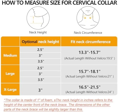 Soft Foam Neck Brace Universal Cervical Collar, Adjustable Neck Support Brace for Sleeping - Relieves Neck Pain and Spine Pressure, Neck Collar After Whiplash or Injury (2.5" Depth Collar, M)