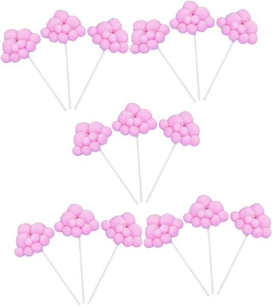 15pcs Pink Cloud Cake Toppers Birthday Party Cupcake Decorations Non-edible Cake Ornaments for Celebration