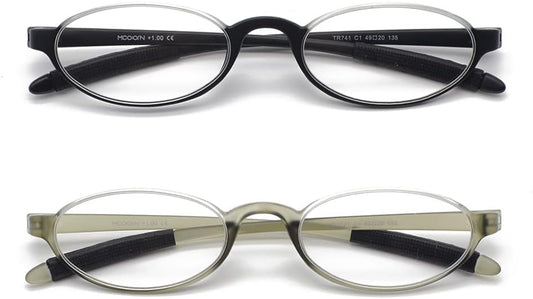 Flexible Reading Glasses Lightweight Slim Stylish Reader,Half Moon Round Frame Stylish Magnification for Men and Women