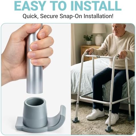 4 Pack Walker Skis Glides for Folding Walkers Universal Walker Accessories for Senior Folding Mobility Aids Heavy Duty Replacement Walkers Tips Smooth Glide on All Surfaces