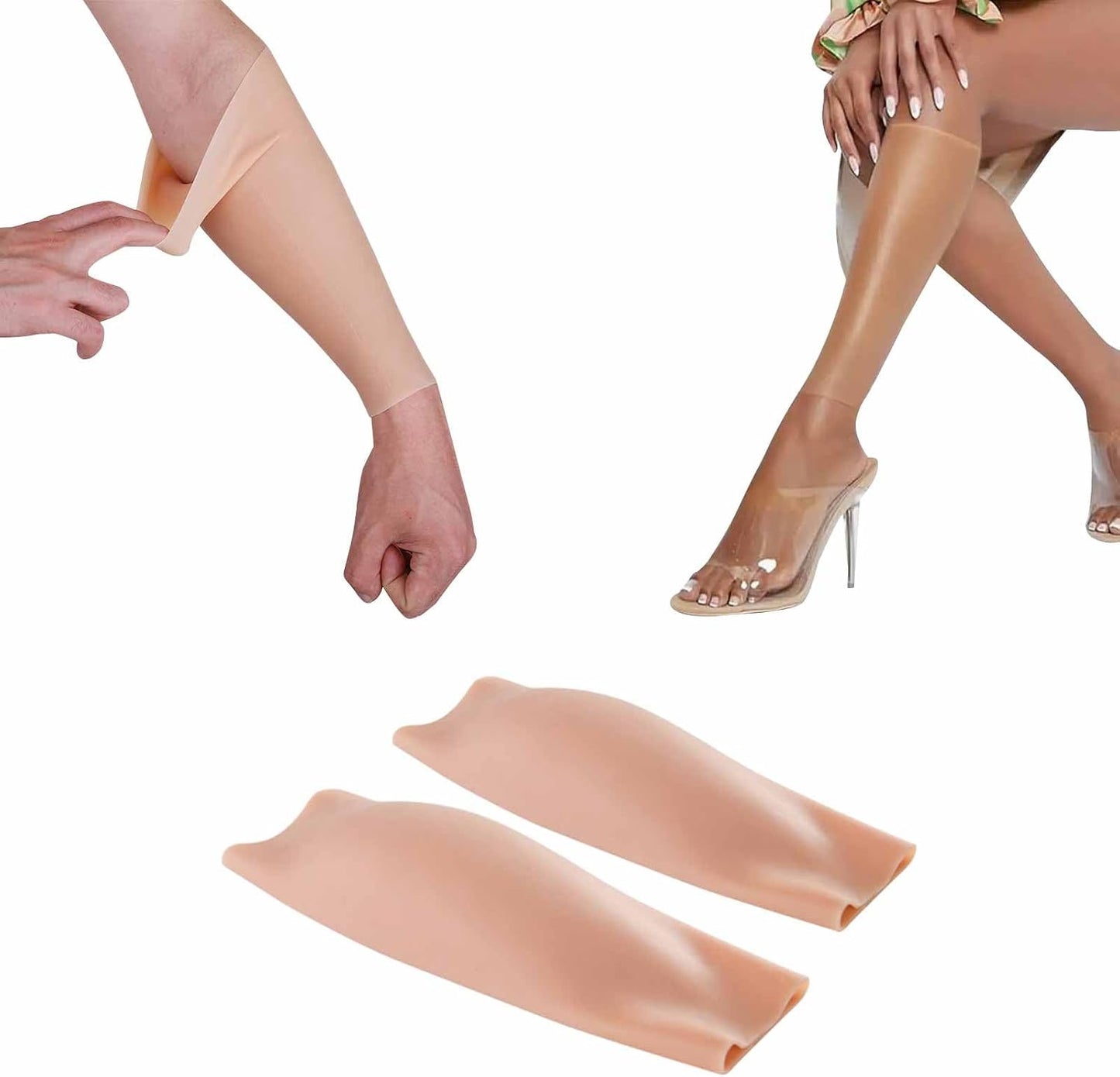 Silicone Fake Calf Pads Realistic Calf Leg Enhancer Arms Sleeve for Crooked Or Thin Legs Arms Scar Cover