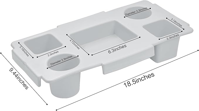 Tote Topper Tray Accessories for Bogg Bag Large Only – Waterproof EVA Table Top Organizer Lid with Cup Holder, Snack, Phone & Drink Holders for Beach, Pool, Picnic, Travel (Gray)