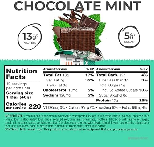 Power Crunch Protein Energy Bars, Chocolate Mint 16.9oz