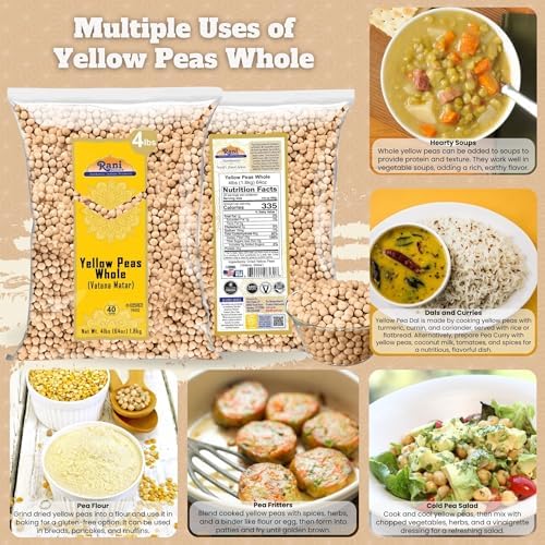 Rani Yellow Peas Whole, Dried (Vatana, Matar) 64oz (4lbs) 1.81kg Bulk ~ All Natural | Vegan | Gluten Friendly | Product of USA