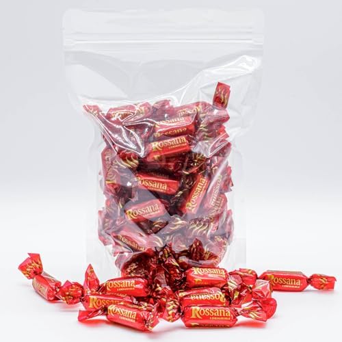 Rossana Italian Candy 1 lb | Real Almonds and Hazelnuts | Hard Shell with Creamy Filling, Individually Wrapped, Resealable Bag, Gluten Free