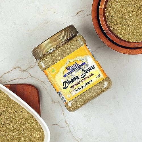 Rani Dhana-Jeeru (Coriander-Cumin Blend 50-50) Powder 16oz (1lb) 454g PET Jar ~ All Natural | Vegan | Gluten Friendly | Non-GMO | Indian Origin