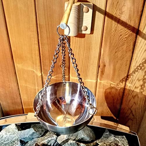 LIZEALUCKY Stainless Steel Sauna Aroma Oil Cup Hanging Aromatherapy Oil Holder Diffuser Aroma Bowl for Sauna and Spa Room Accessories