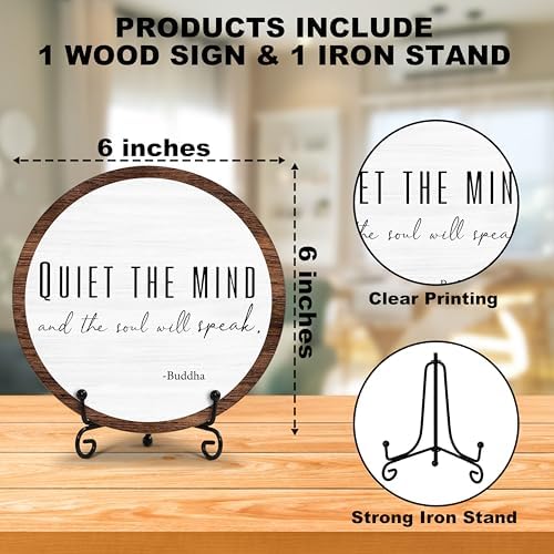 Spiritual Home Decor, Quiet The Mind And The Soul Will Speak Wood Decor Sign, Yoga Room Meditation Room Decor For Table Shelf, Inspirational Gifts For Woman Man Family Friend -a16