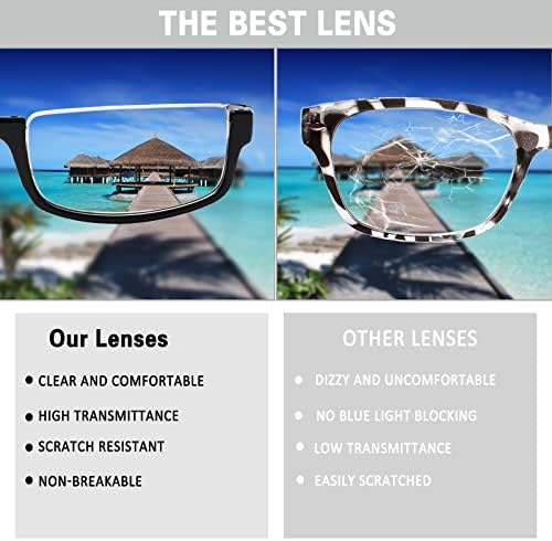 Henotin 4 Pair Reading Glasses for Women Men Readers Half Moon Frame Blue Light Blocking Spring Hinge Eyeglasses (A-mix, 2.00, diopters)