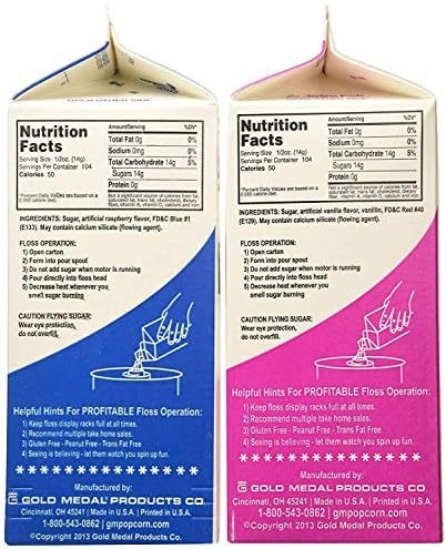 Concession Essentials Cotton Candy Floss Sugar -2pk- Blue Raspberry and Pink Vanilla Flavor One of Each (3.25lb Total)
