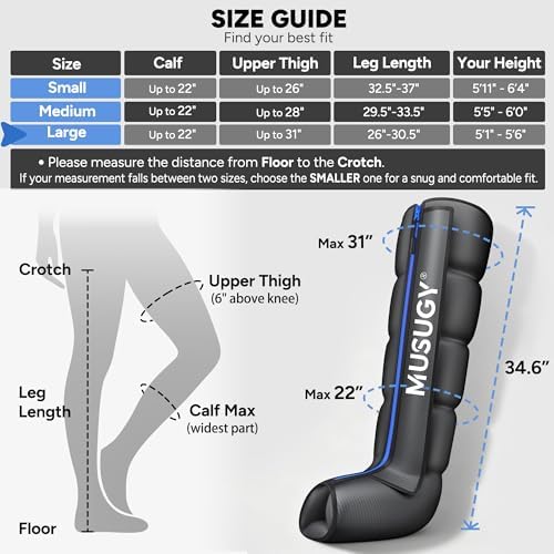 Sequential Leg Compression Massager for Circulation : Full Leg Air Compression Boots for Massage Therapy & Fatigue Relief - 9 Intensity, 6 Modes, 3 Timers for Athletes, Runners, Gym (Large)