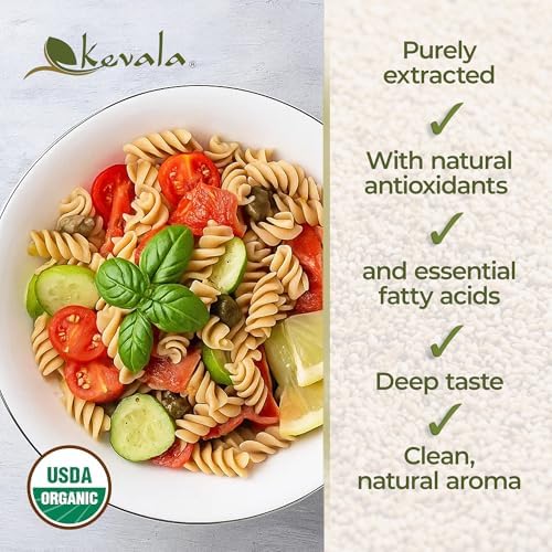 Kevala Organic Toasted Sesame Oil | Pure Toasted Sesame Seed Oil for Cooking, Marinades, and Dressings | USDA Organic, Kosher, Non-GMO Certified Vegetable Oil Alternative | 64 Fl Oz | 1-Pack