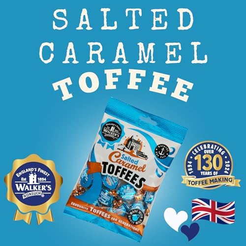 Walkers' Nonsuch Salted Caramel Toffees | with Butter & Whole Milk | Imported from the UK | Traditional British Candy | Individually Twist Wrapped Toffee | 5.29 Oz (150g)